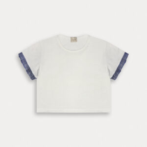 T-shirt bianca dettaglio manica femmina - immagine 4