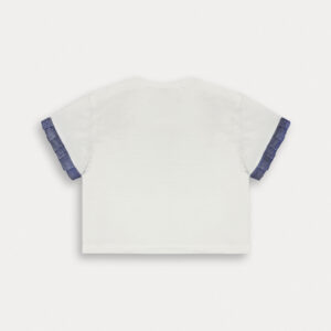 T-shirt bianca dettaglio manica femmina - immagine 2