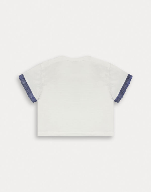 T-shirt bianca dettaglio manica femmina