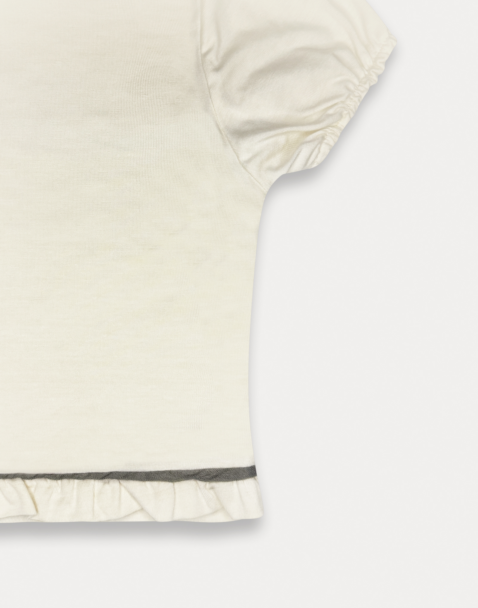 T-shirt naturale dettaglio anteriore avorio femmina - immagine 2