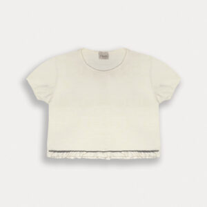 T-shirt naturale dettaglio anteriore avorio femmina - immagine 3
