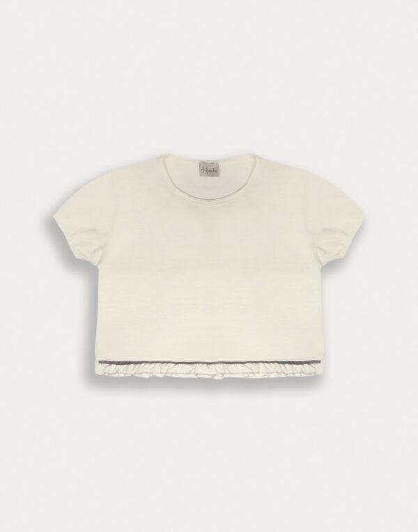 T-shirt naturale dettaglio anteriore avorio femmina
