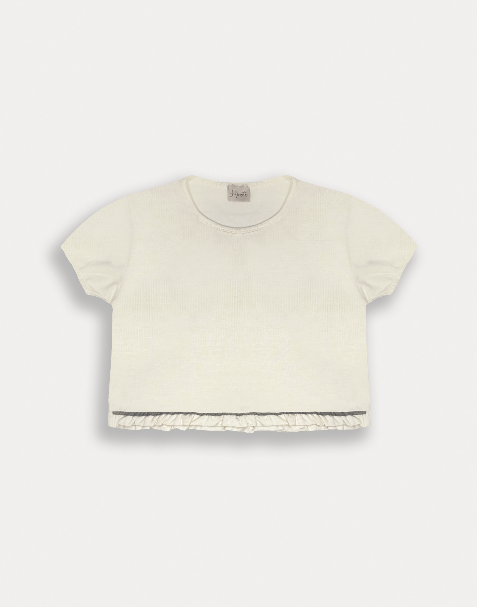T-shirt naturale dettaglio anteriore avorio femmina - immagine 3