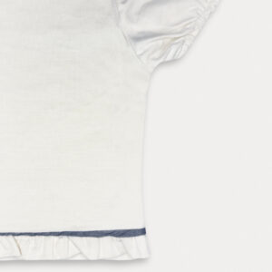 T-shirt bianca con dettaglio anteriore denim femmina - immagine 3