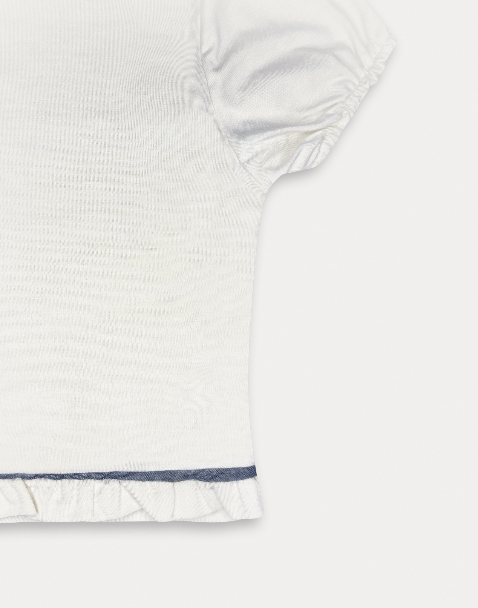 T-shirt bianca con dettaglio anteriore denim femmina - immagine 3