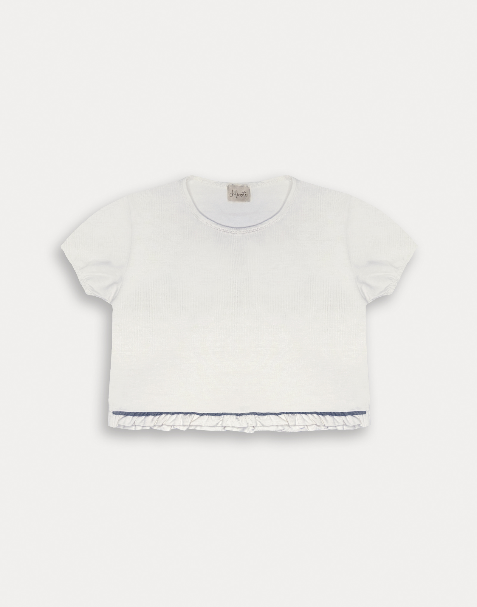 T-shirt bianca con dettaglio anteriore denim femmina - immagine 4