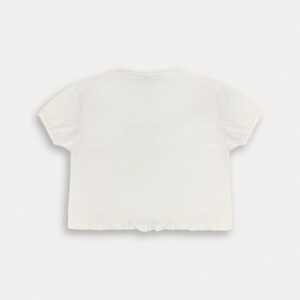 T-shirt bianca con dettaglio anteriore denim femmina - immagine 2