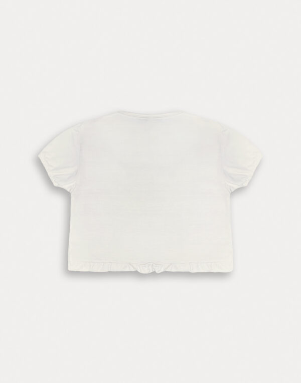 T-shirt bianca con dettaglio anteriore denim femmina
