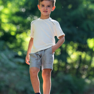 T-shirt naturale riga spalla maschio